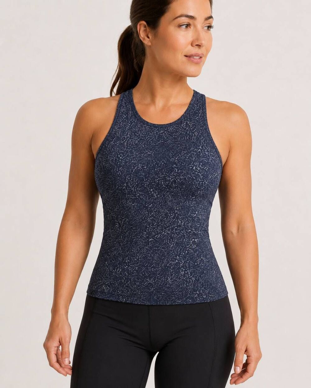 Lululemon Women’s Size 12 Navy Speckled Racerback Workout Tank Top Built-In Bra